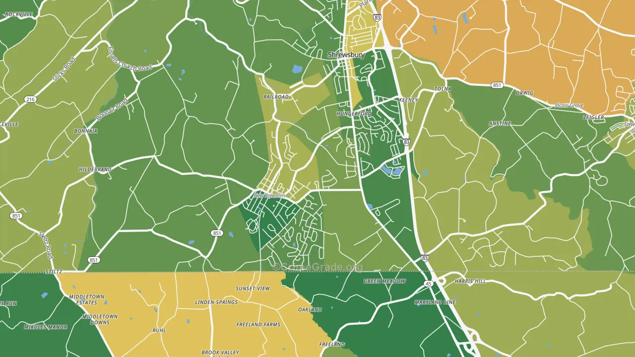 New Freedom, PA Map of Assault Rates
