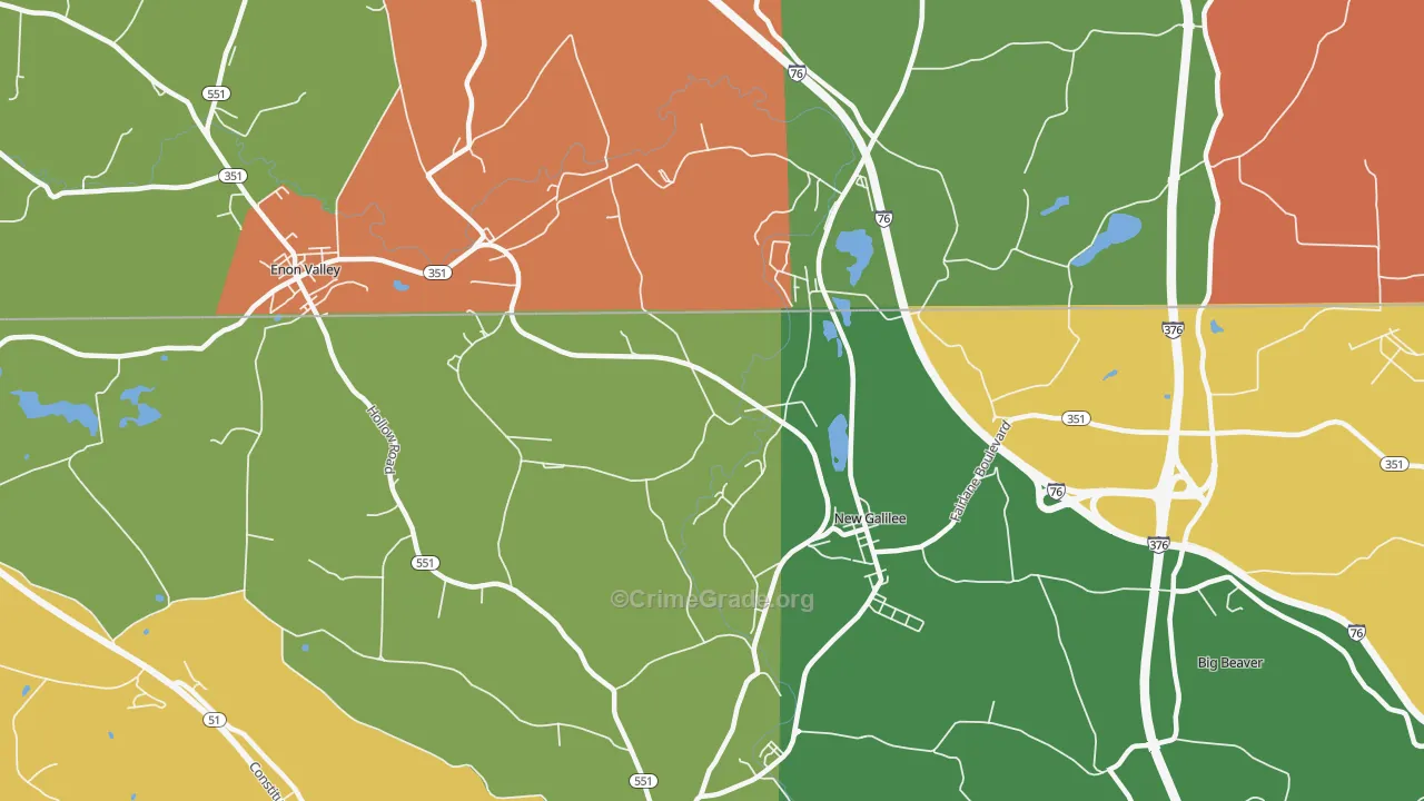 New Galilee, PA Map of Assault Rates