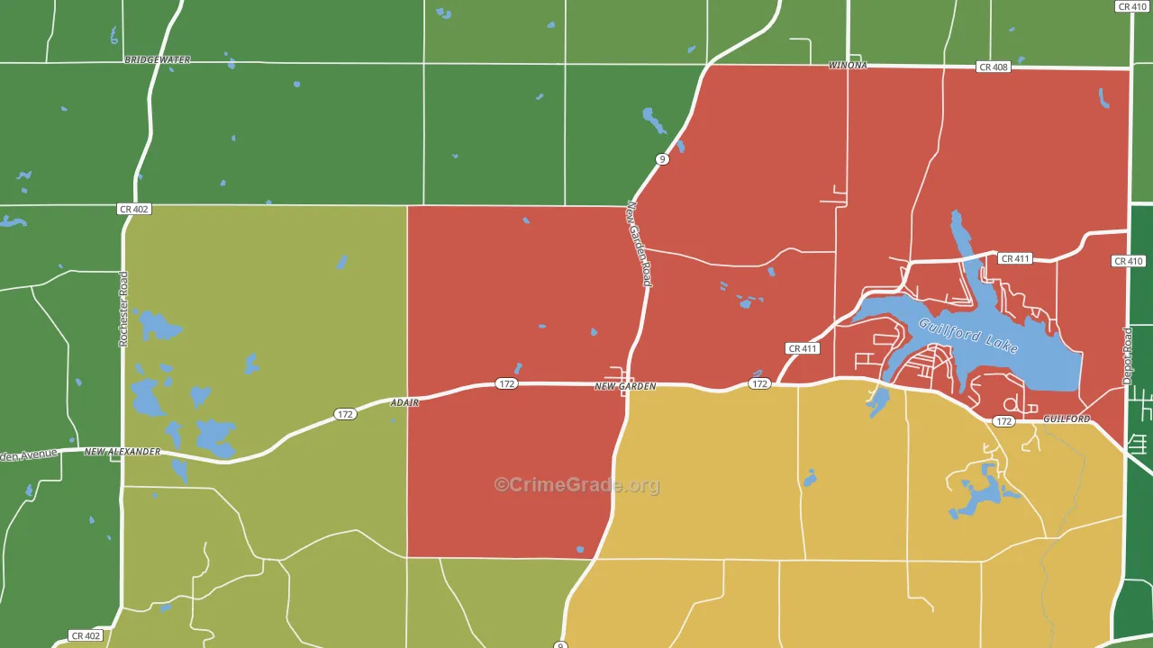 New Garden, OH Map of Assault Rates
