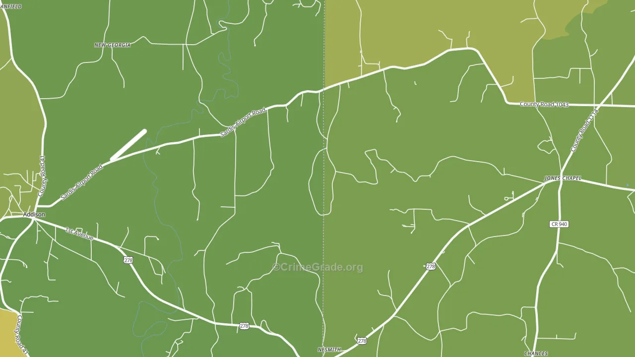 New Georgia, AL Map of Assault Rates