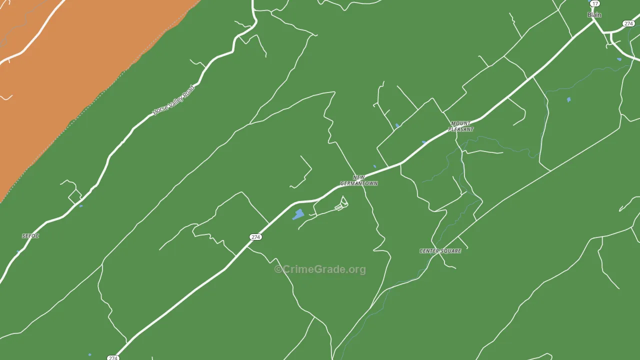 New Germantown, PA Map of Assault Rates