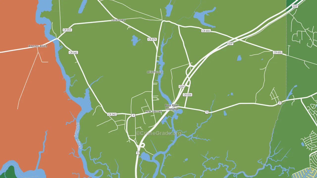 New Gretna, NJ Map of Assault Rates