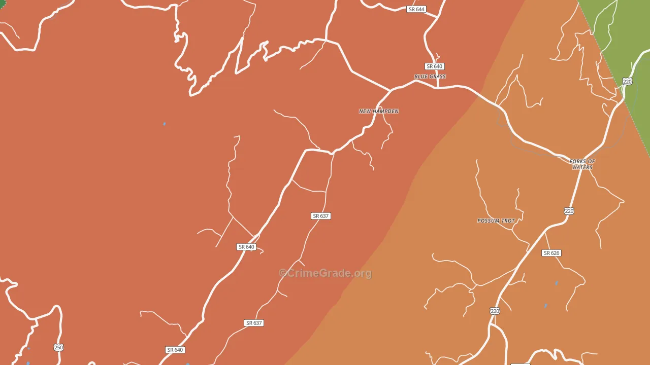 New Hampden, VA Map of Assault Rates