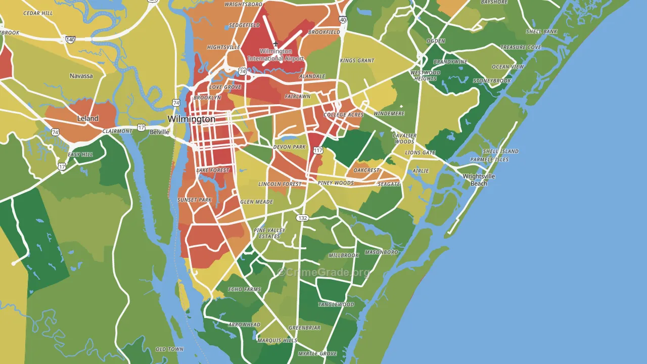 New Hanover County, NC Map of Assault Rates