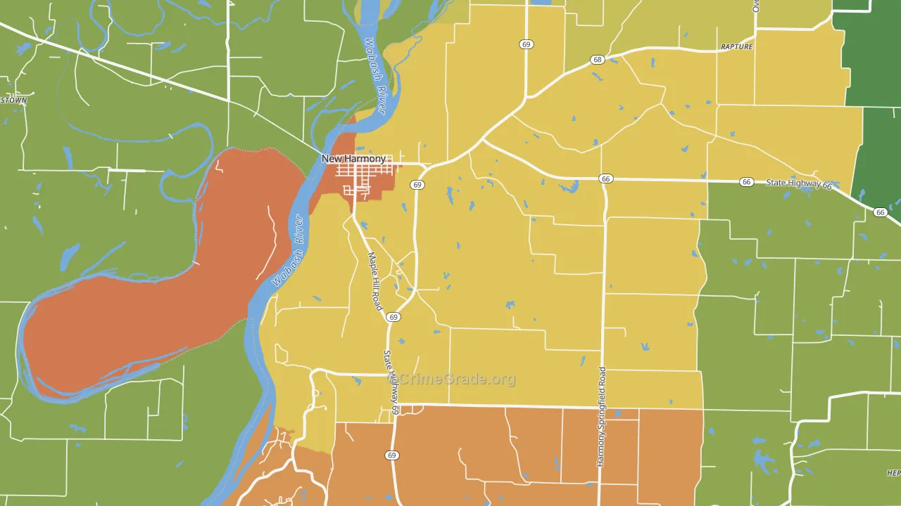 New Harmony, IN Map of Assault Rates