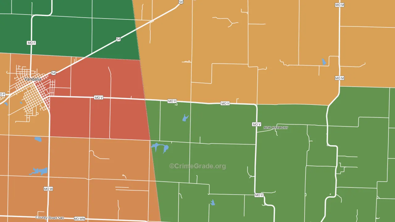 New Harmony, MO Map of Assault Rates