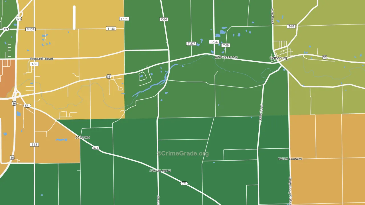New Harrison, OH Map of Assault Rates