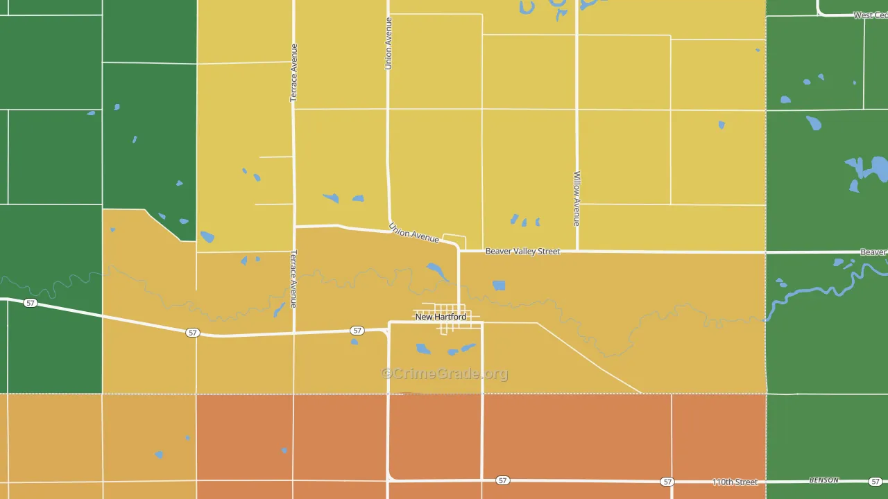 New Hartford, IA Map of Assault Rates