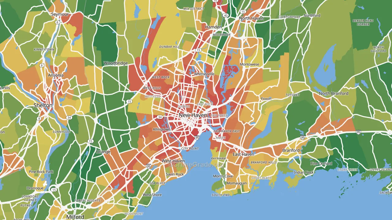 New Haven, CT Map of Assault Rates