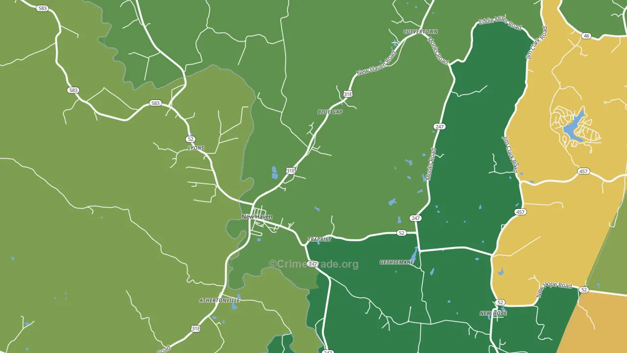 New Haven, KY Map of Assault Rates