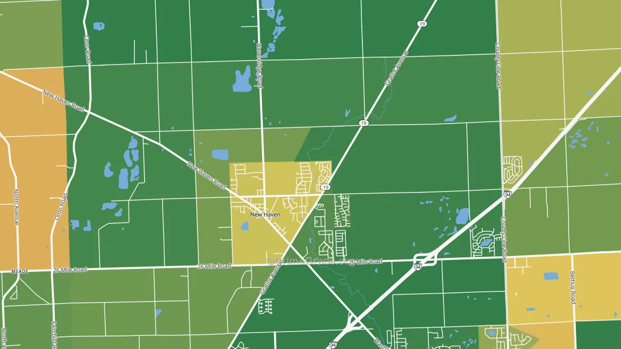 New Haven, MI Map of Assault Rates