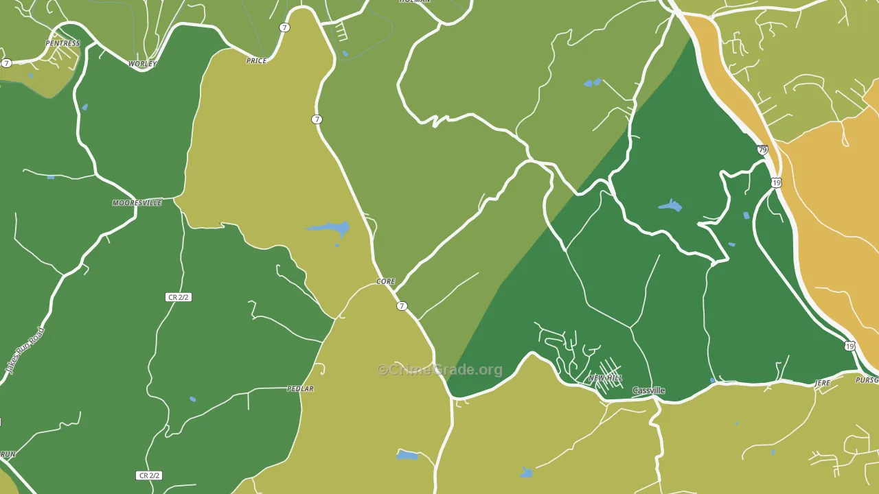 New Hill, WV Map of Assault Rates