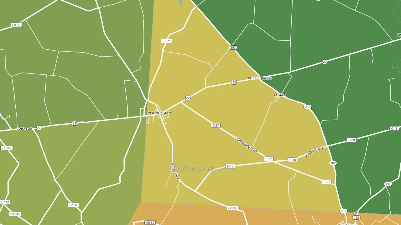 New Holland, OH Map of Assault Rates
