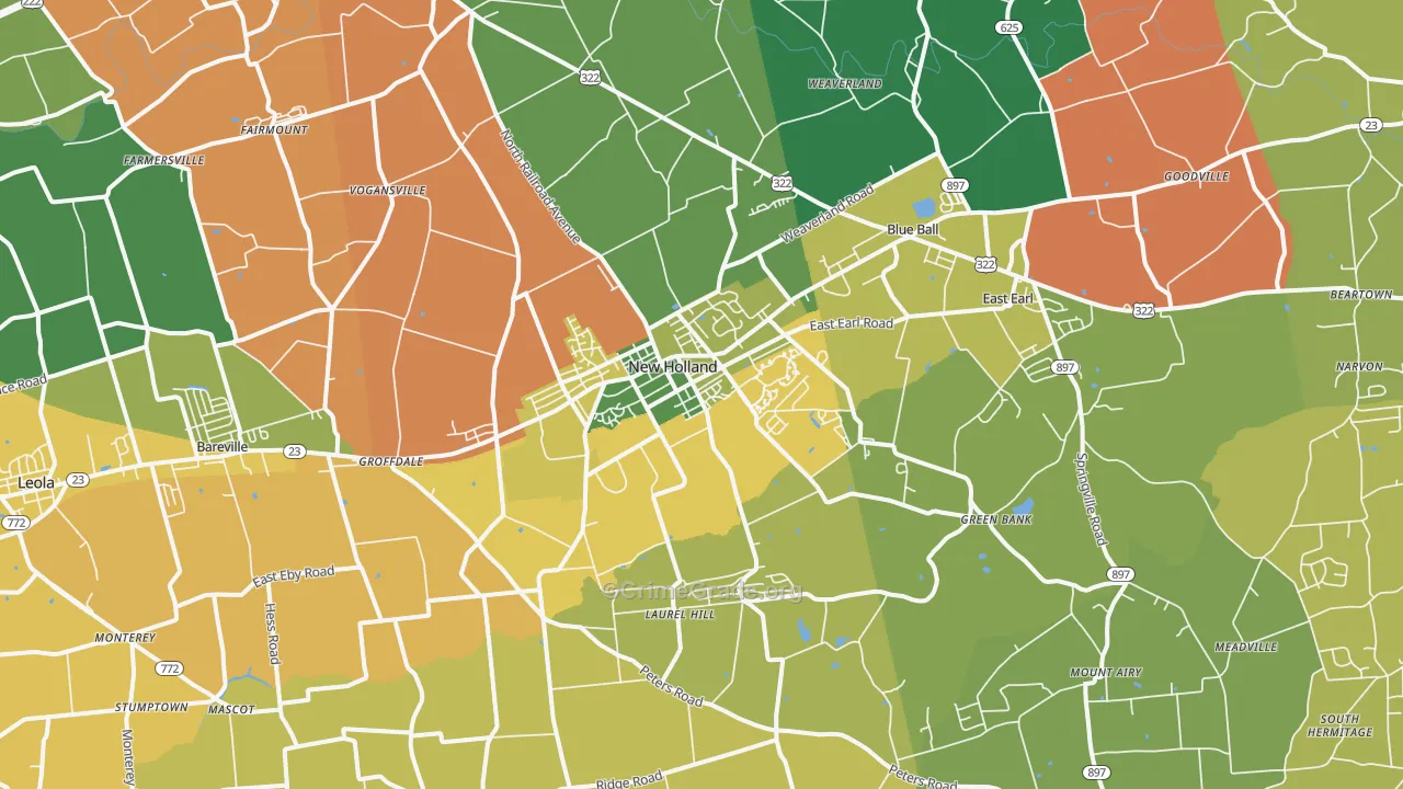 New Holland, PA Map of Assault Rates