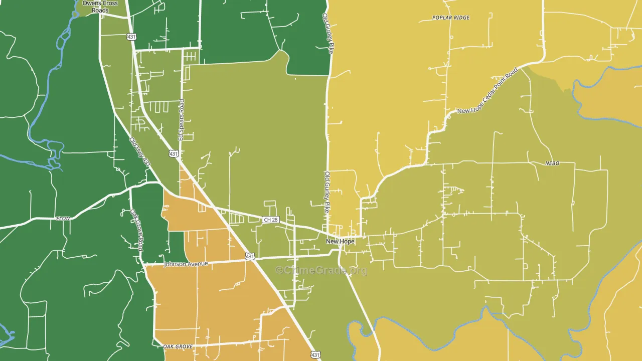 New Hope, AL Map of Assault Rates