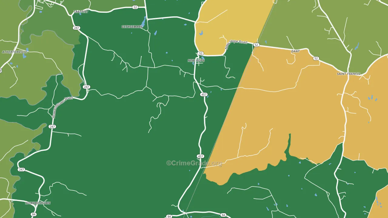New Hope, KY Map of Assault Rates