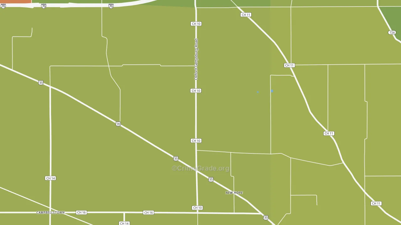 New Hope, OH Map of Assault Rates