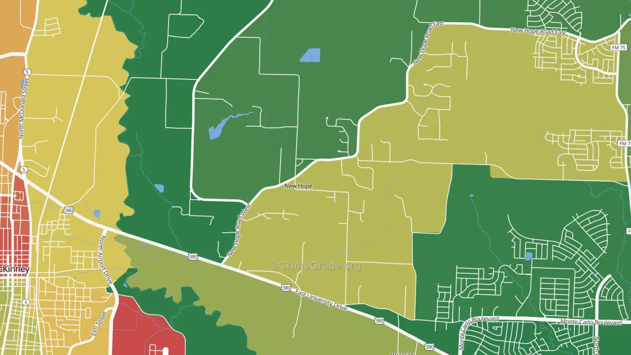 New Hope, TX Map of Assault Rates