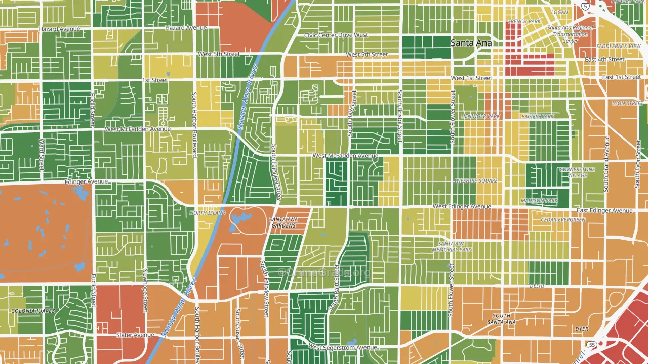 New Horizons, Santa Ana, CA Map of Assault Rates