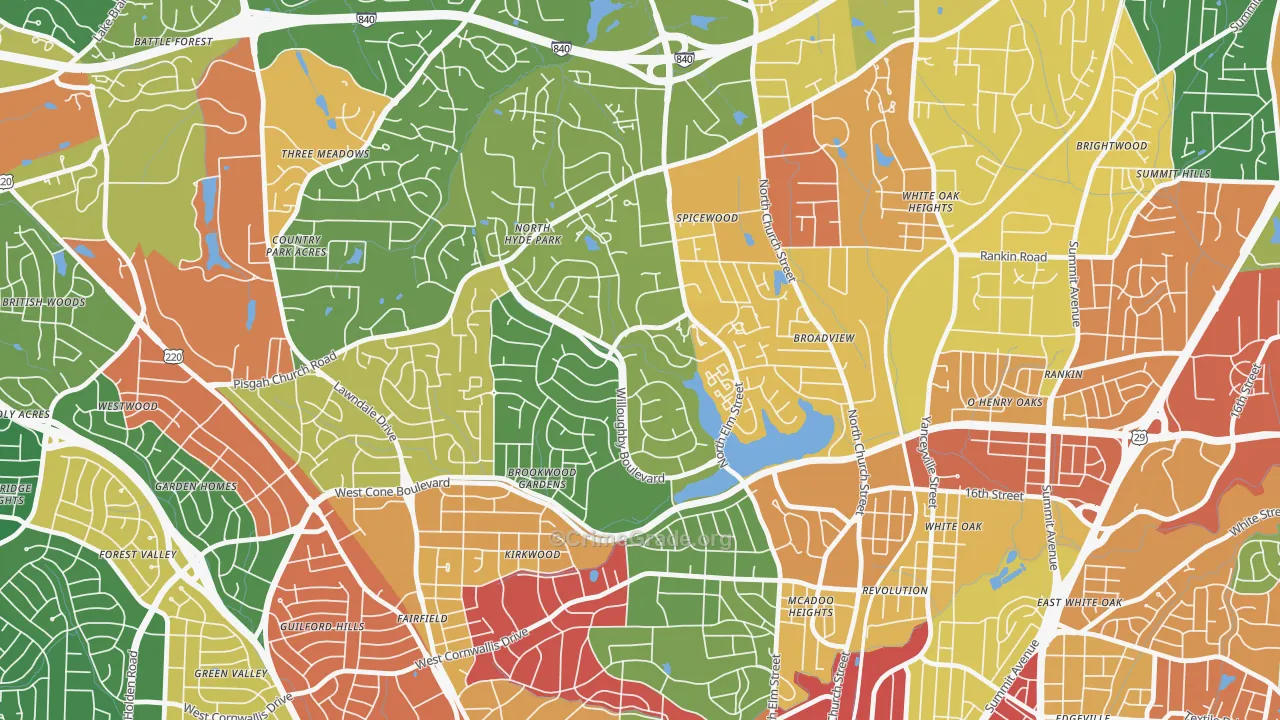 New Irving Park, Greensboro, NC Map of Assault Rates