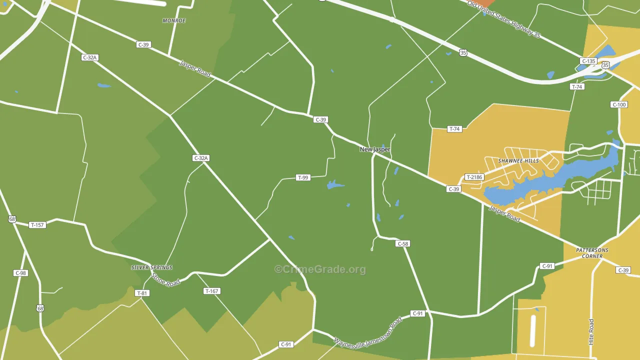 New Jasper, OH Map of Assault Rates