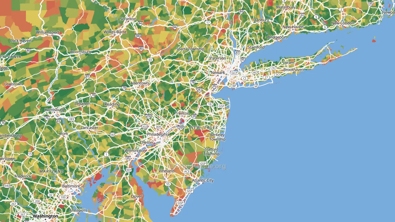 New Jersey Map of Assault Rates