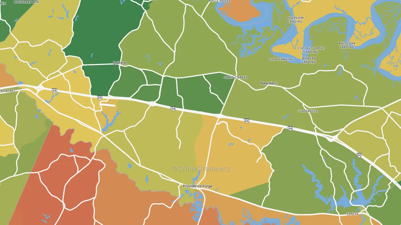 New Kent County, VA Map of Assault Rates