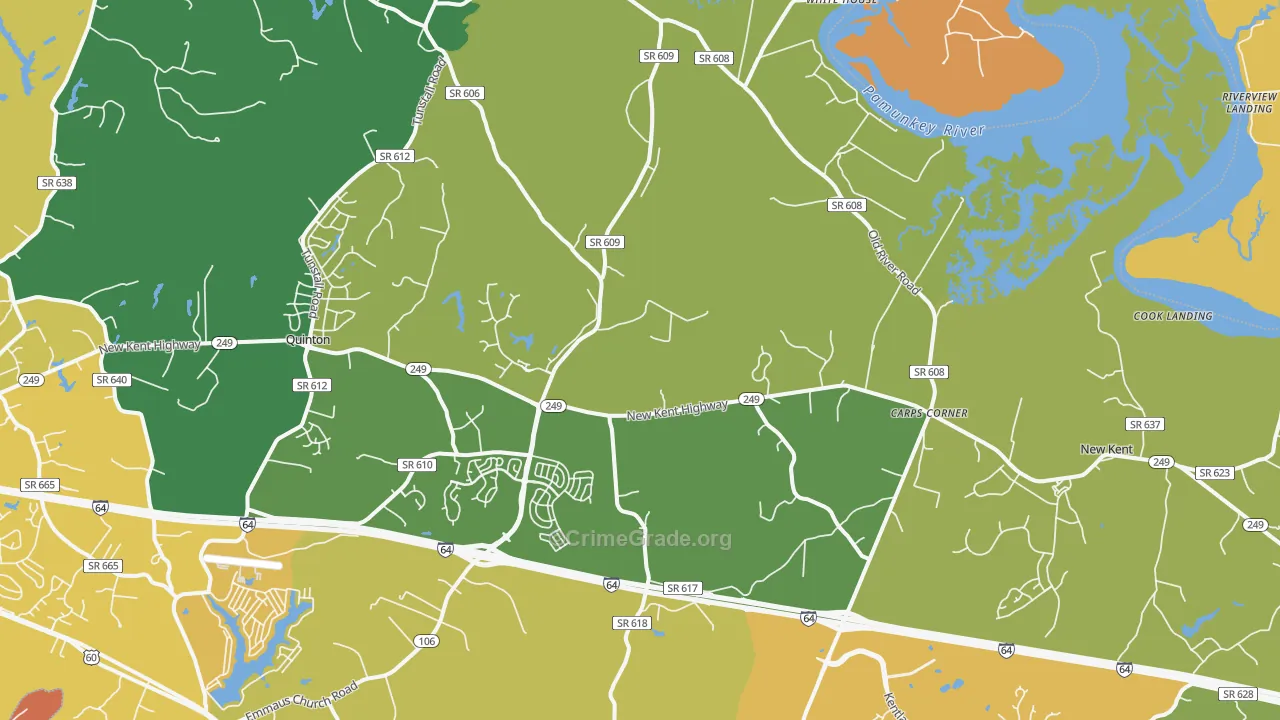 New Kent, VA Map of Assault Rates