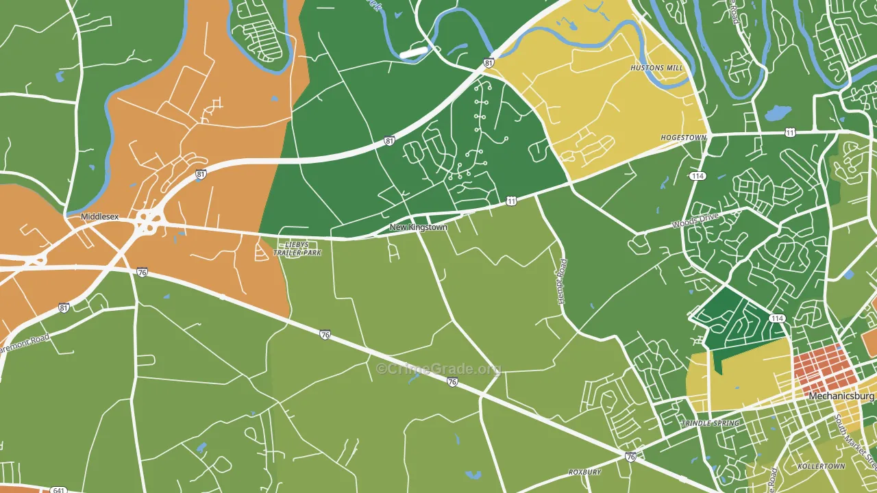 New Kingstown, PA Map of Assault Rates