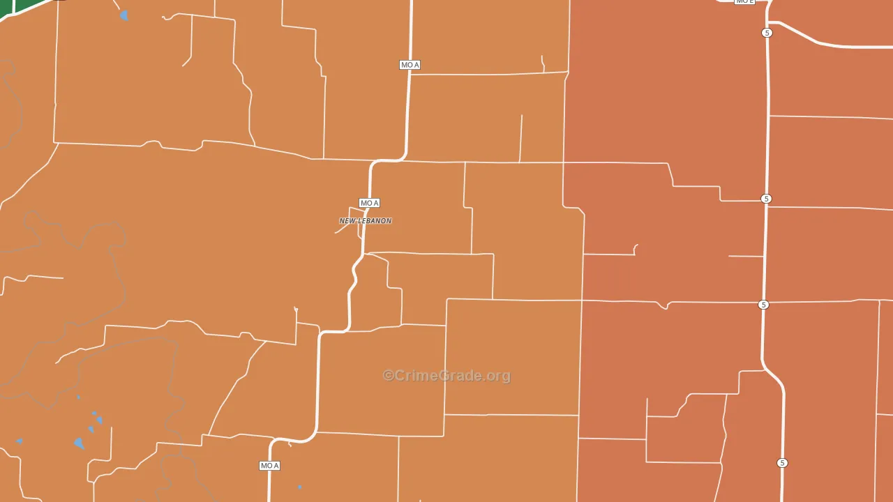 New Lebanon, MO Map of Assault Rates