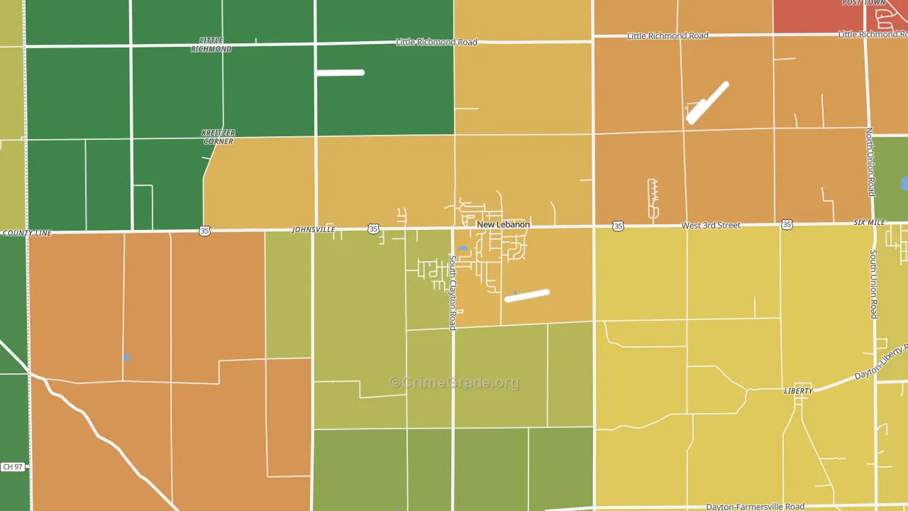 New Lebanon, OH Map of Assault Rates