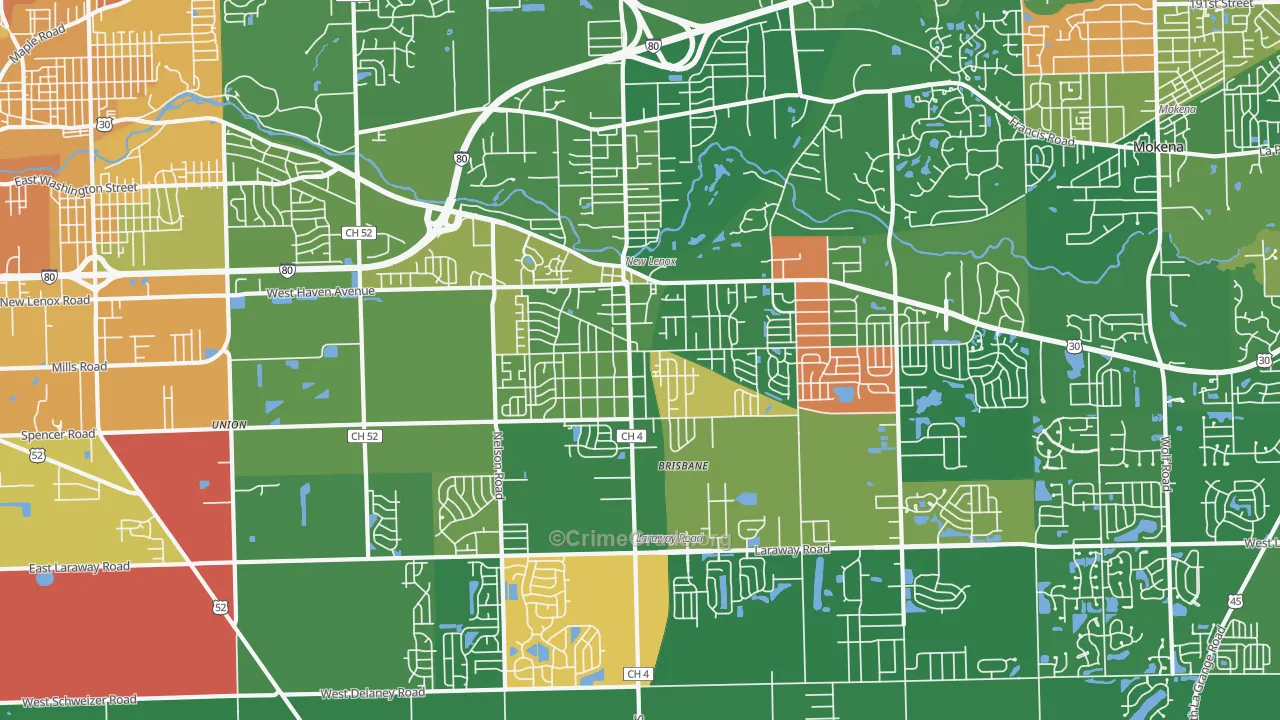 New Lenox, IL Map of Assault Rates