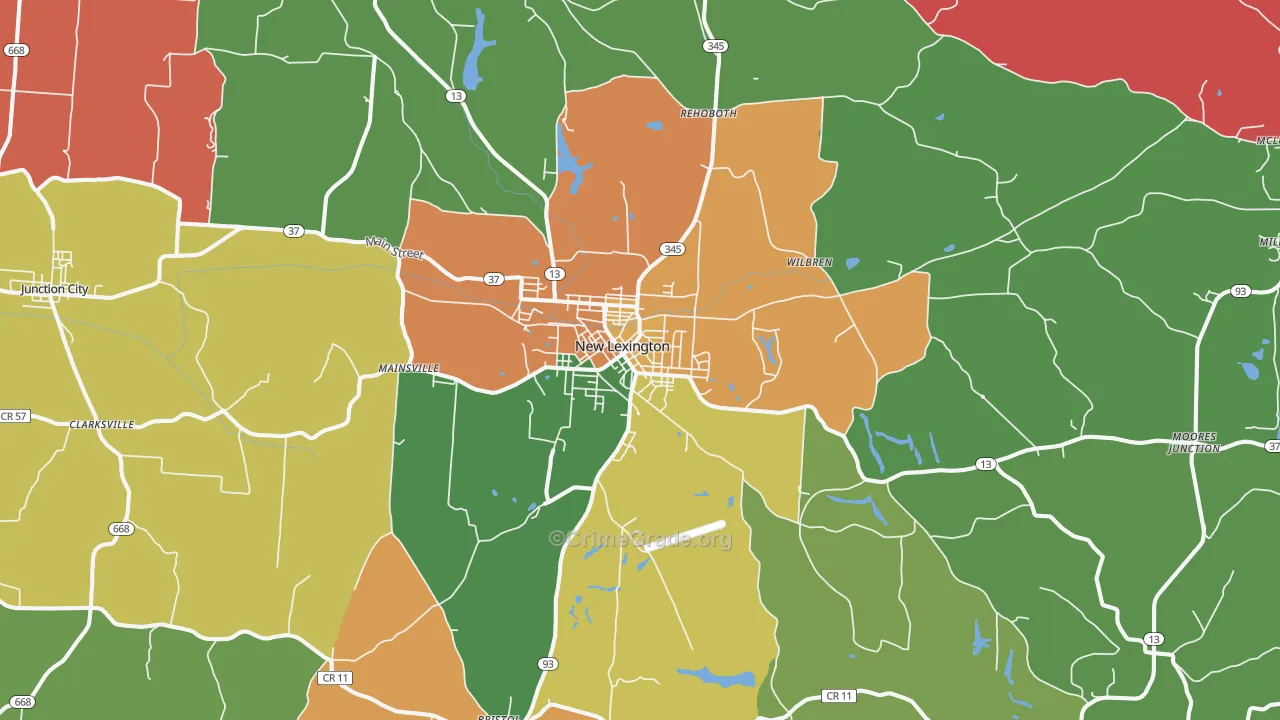 New Lexington, OH Map of Assault Rates