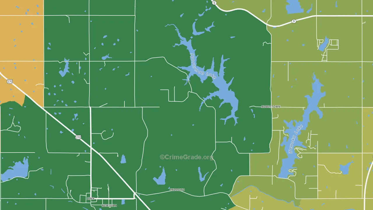 New Lima, OK Map of Assault Rates