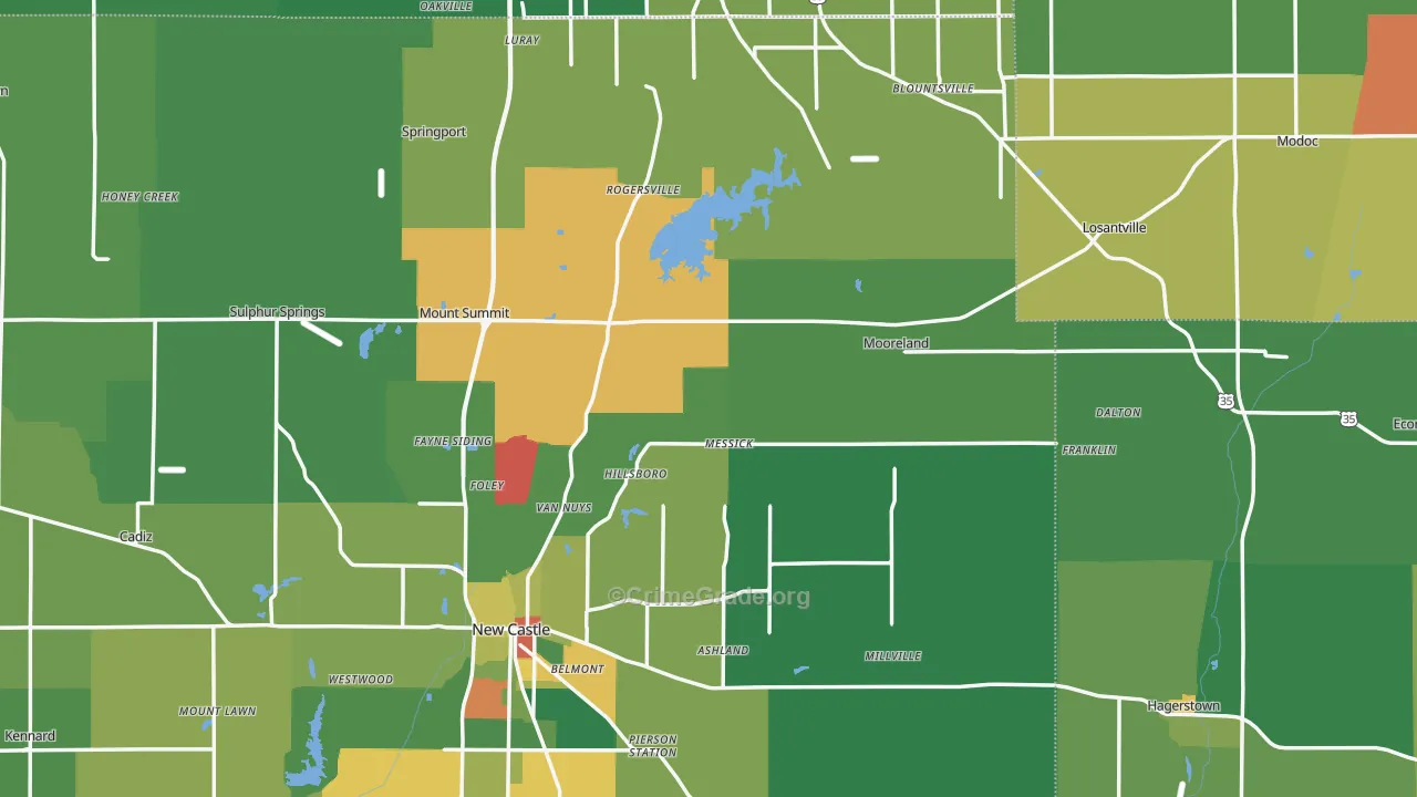 New Lisbon, IN Map of Assault Rates