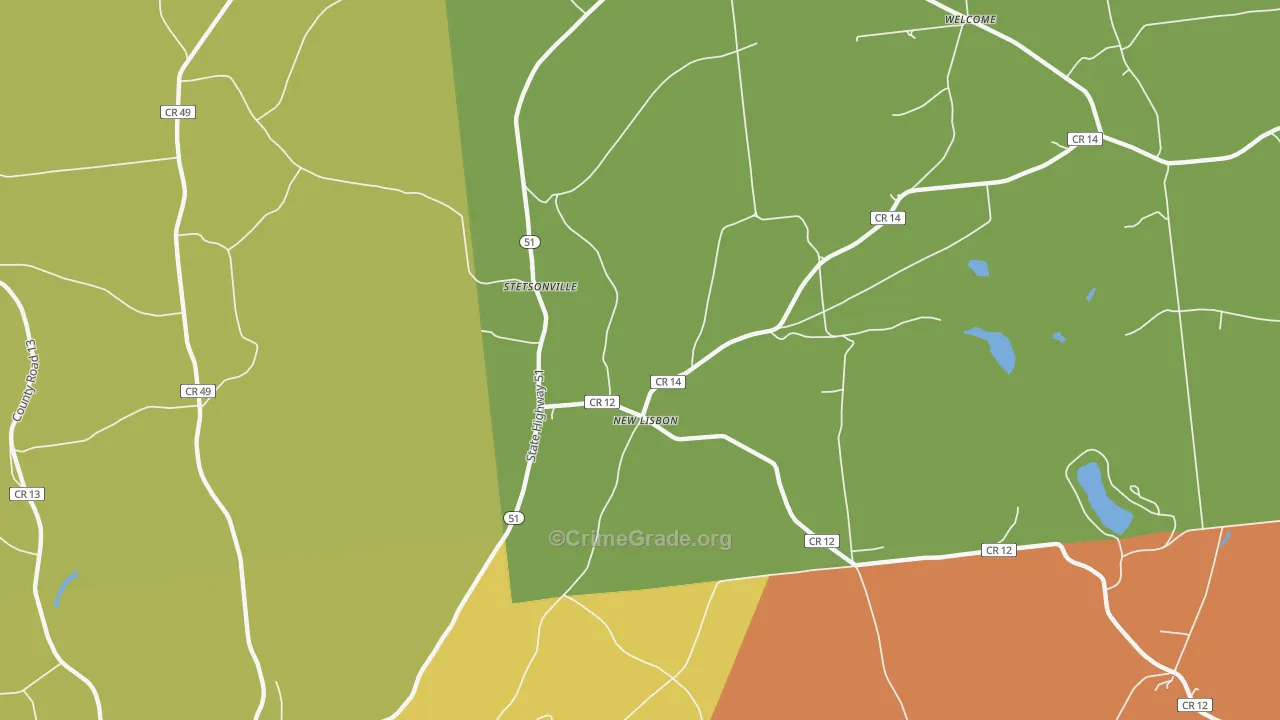 New Lisbon, NY Map of Assault Rates