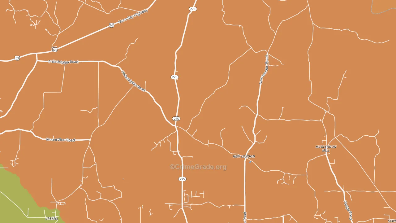New London, AR Map of Assault Rates