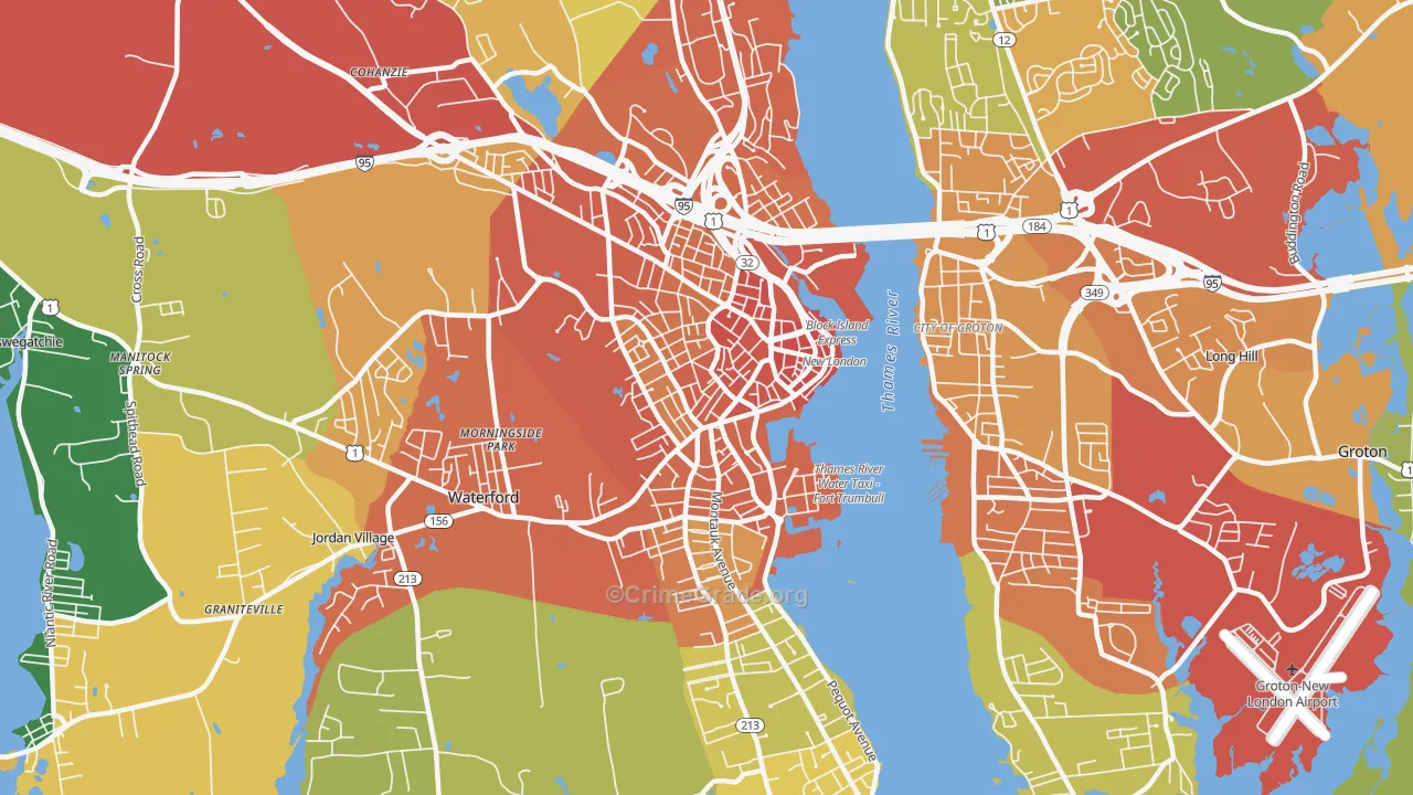 New London, CT Map of Assault Rates