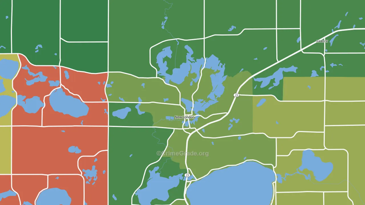 New London, MN Map of Assault Rates