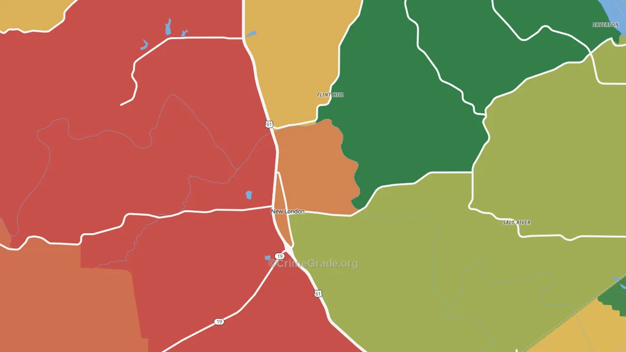 New London, MO Map of Assault Rates