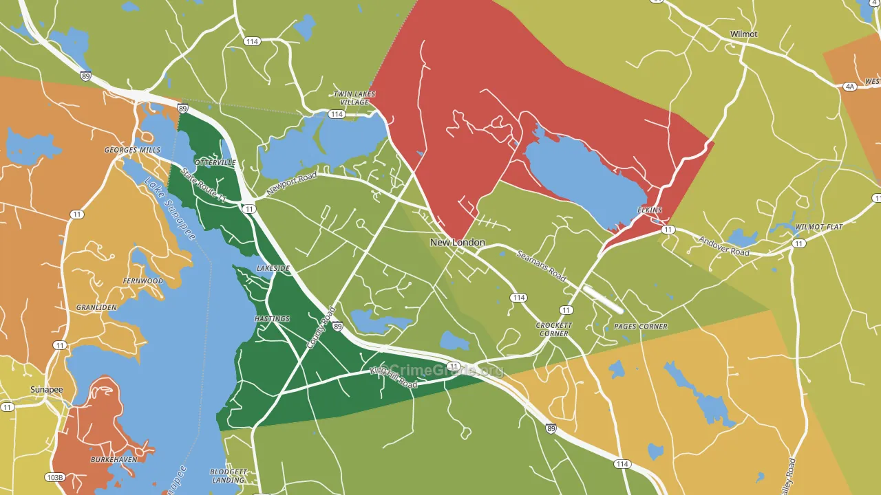 New London, NH Map of Assault Rates