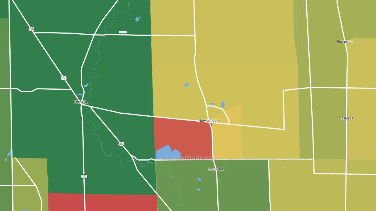 New London, OH Map of Assault Rates