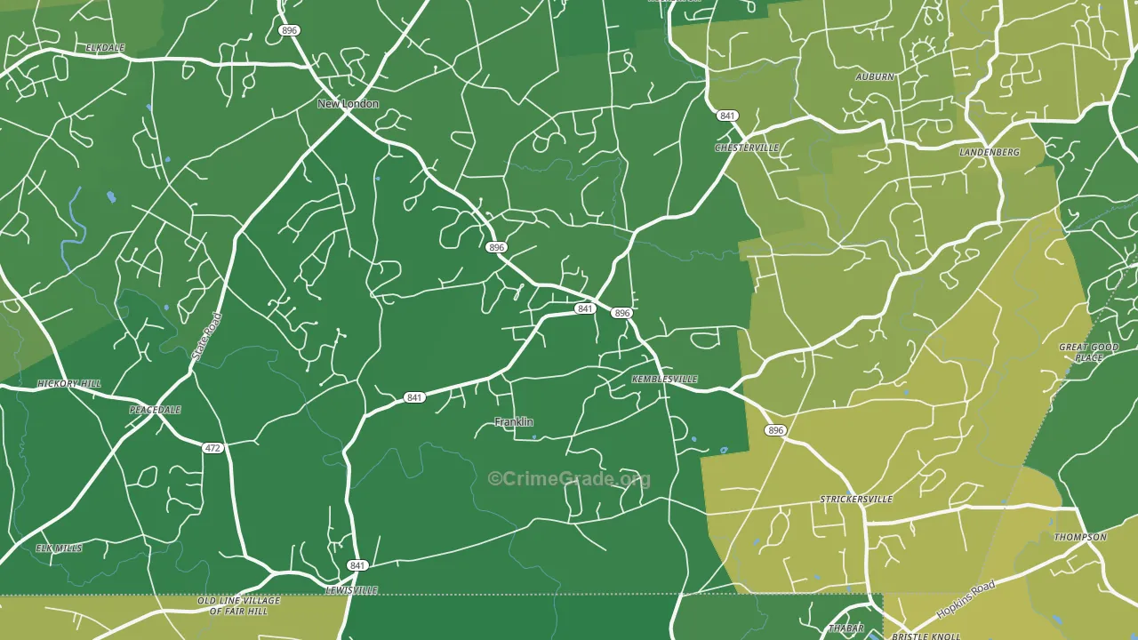 New London, PA Map of Assault Rates