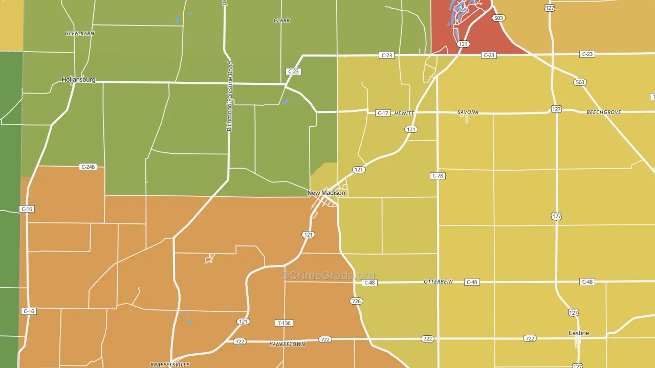 New Madison, OH Map of Assault Rates