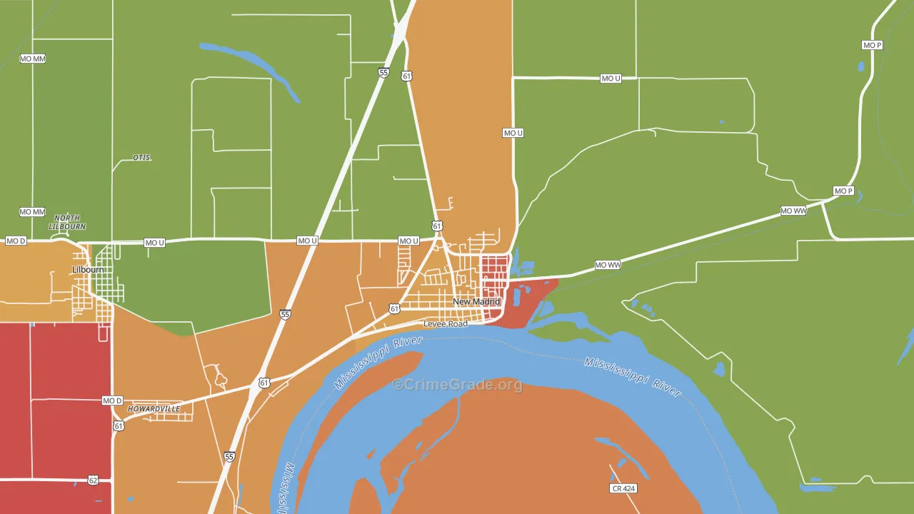 New Madrid, MO Map of Assault Rates