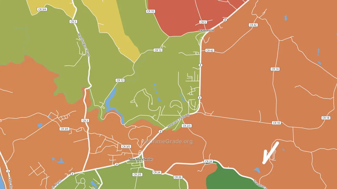 New Manchester, WV Map of Assault Rates