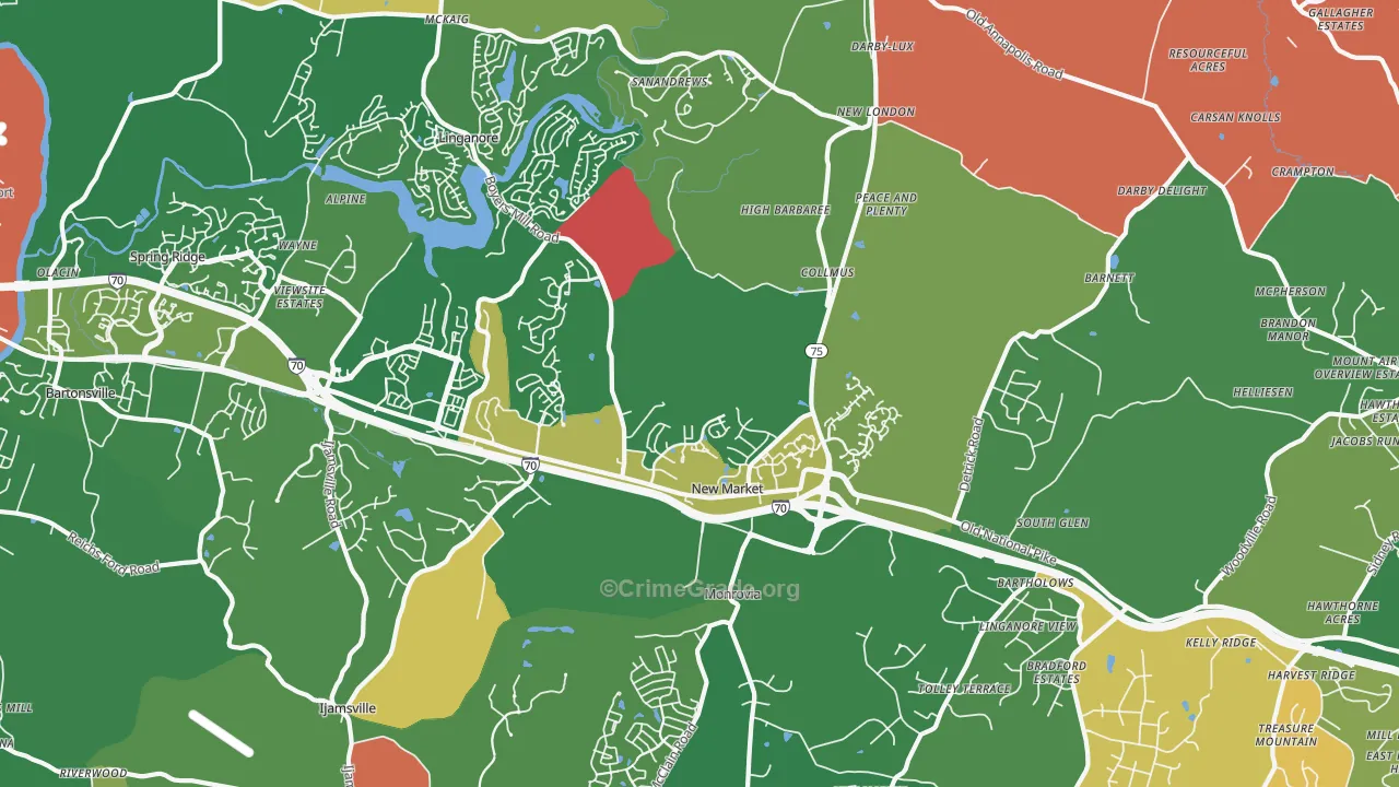 New Market, MD Map of Assault Rates