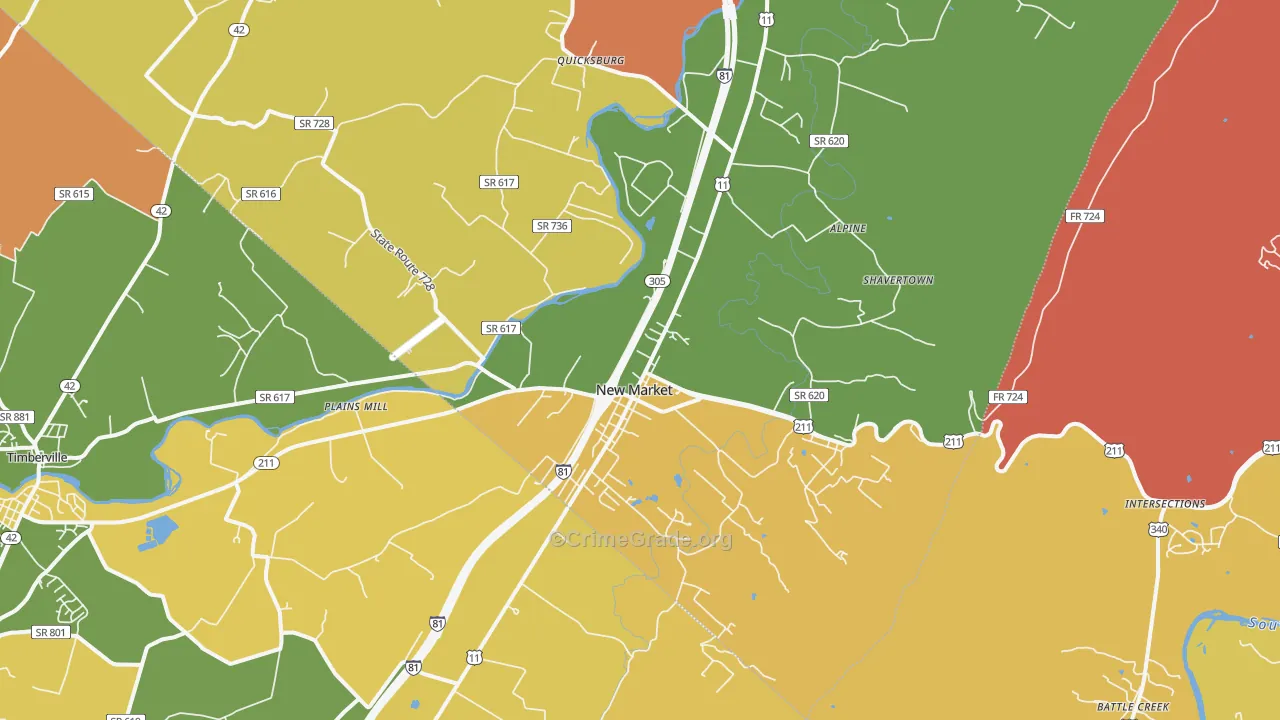 New Market, VA Map of Assault Rates