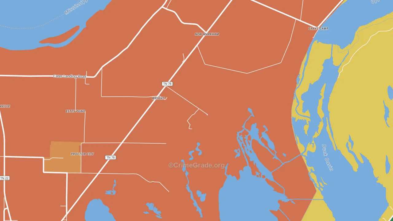 New Markham, TN Map of Assault Rates