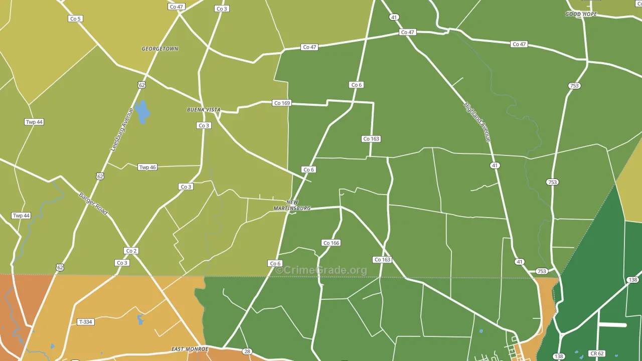 New Martinsburg, OH Map of Assault Rates